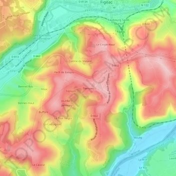 Mappa topografica Étempes, altitudine, rilievo