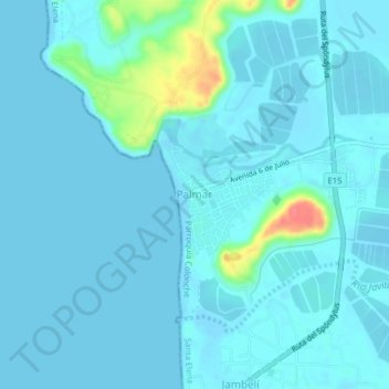 Mappa topografica Palmar, altitudine, rilievo