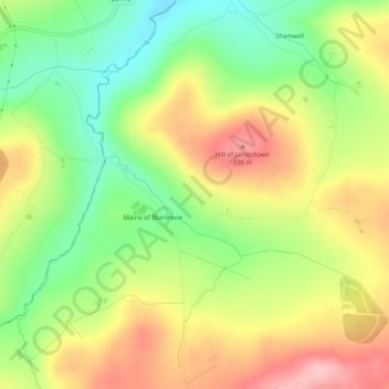Mappa topografica Lower Hillside, altitudine, rilievo
