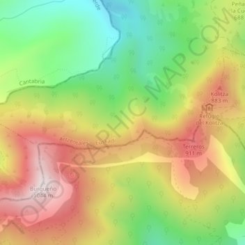 Mappa topografica Cerro Cuchillo, altitudine, rilievo