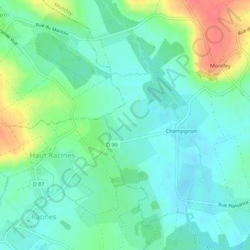 Mappa topografica Verat, altitudine, rilievo