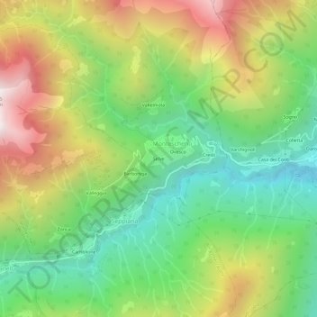 Mappa topografica Selve, altitudine, rilievo
