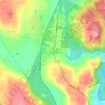 Mappa topografica North Franklin, altitudine, rilievo