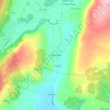 Mappa topografica Cabeça Veada, altitudine, rilievo