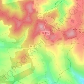 Mappa topografica Andevanne, altitudine, rilievo