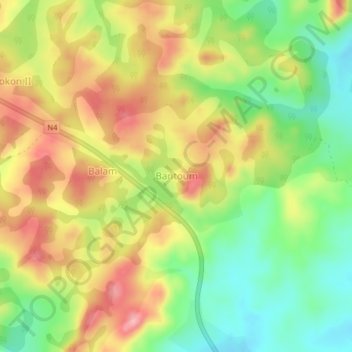 Mappa topografica Bantoum, altitudine, rilievo
