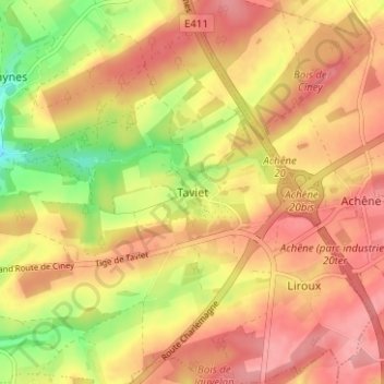 Mappa topografica Taviet, altitudine, rilievo