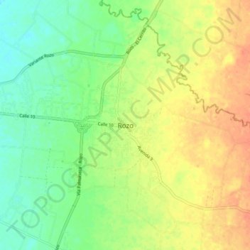 Mappa topografica Rozo, altitudine, rilievo