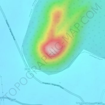 Mappa topografica Perumāl Malai, altitudine, rilievo