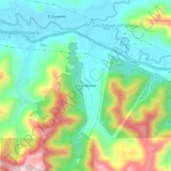 Mappa topografica Agua Blanca, altitudine, rilievo