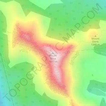 Mappa topografica Mount Ossa, altitudine, rilievo