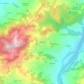 Mappa topografica Mansano, altitudine, rilievo
