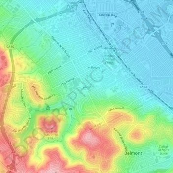 Mappa topografica Laurel, altitudine, rilievo