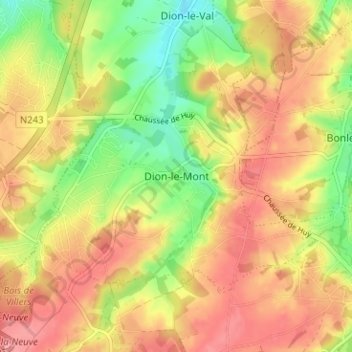 Mappa topografica Dion-le-Mont, altitudine, rilievo