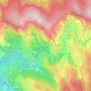 Mappa topografica Caucalan, altitudine, rilievo
