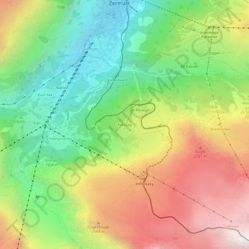 Mappa topografica Riffelalp, altitudine, rilievo