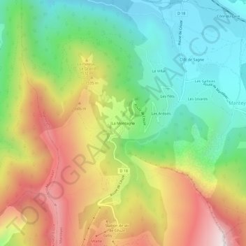 Mappa topografica La Montagne, altitudine, rilievo
