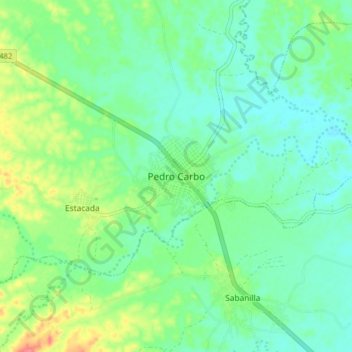 Mappa topografica Pedro Carbo, altitudine, rilievo
