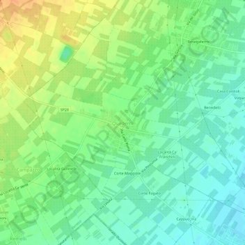 Mappa topografica Quaderni, altitudine, rilievo