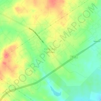 Mappa topografica Circle D-KC Estates, altitudine, rilievo
