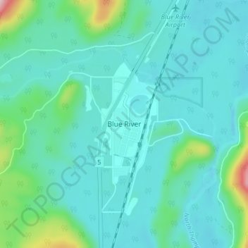 Mappa topografica Blue River, altitudine, rilievo