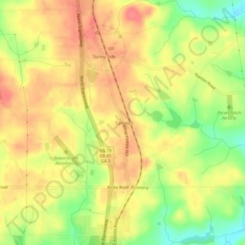 Mappa topografica Caruso, altitudine, rilievo