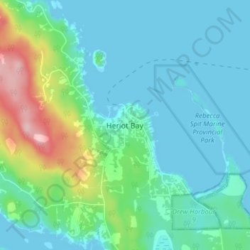 Mappa topografica Heriot Bay, altitudine, rilievo