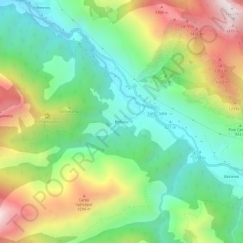 Mappa topografica Belerda, altitudine, rilievo