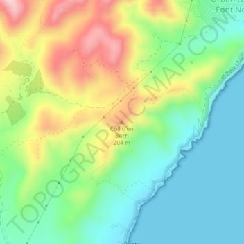 Mappa topografica Coll d'en Berri, altitudine, rilievo