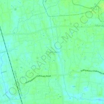 Mappa topografica Thazhava, altitudine, rilievo
