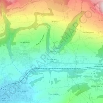 Mappa topografica Les Vigneaux, altitudine, rilievo
