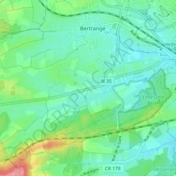 Mappa topografica Grevels-Barrière, altitudine, rilievo