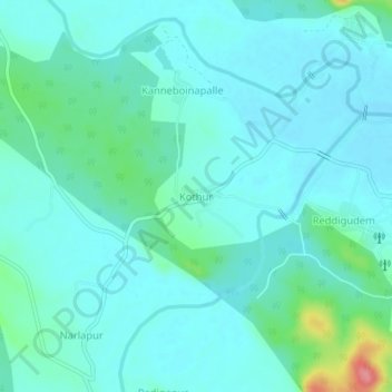 Mappa topografica Kothur, altitudine, rilievo