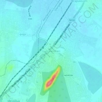Mappa topografica Guduvancheri, altitudine, rilievo
