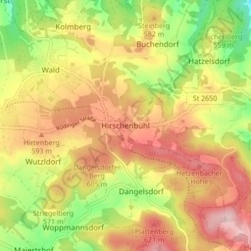 Mappa topografica Hirschenbühl, altitudine, rilievo