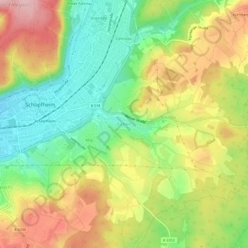 Mappa topografica Eichen, altitudine, rilievo