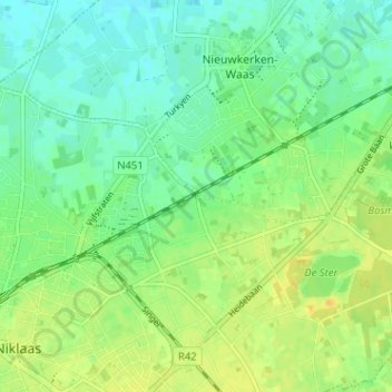 Mappa topografica Uil, altitudine, rilievo