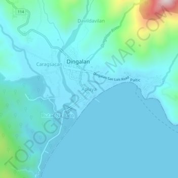 Mappa topografica Aplaya, altitudine, rilievo