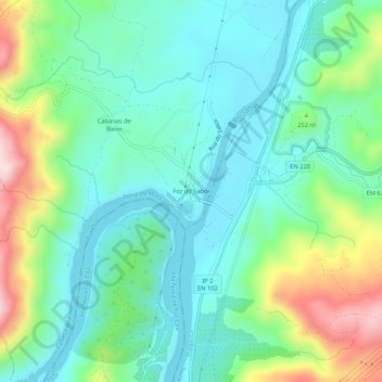 Mappa topografica Foz do Sabor, altitudine, rilievo