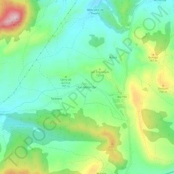 Mappa topografica San Martín Zar, altitudine, rilievo