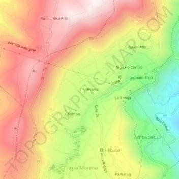 Mappa topografica Chumaqui, altitudine, rilievo