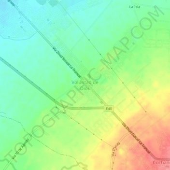 Mappa topografica Voluntad de Dios, altitudine, rilievo