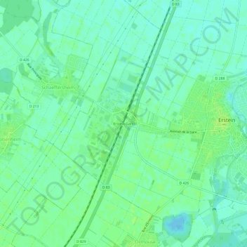 Mappa topografica Erstein-Gare, altitudine, rilievo