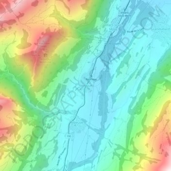 Mappa topografica Neirivue, altitudine, rilievo