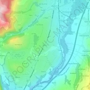 Mappa topografica Marline, altitudine, rilievo