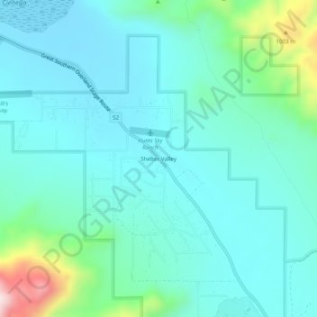 Mappa topografica Shelter Valley, altitudine, rilievo