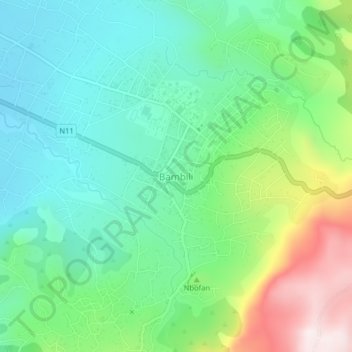Mappa topografica Bambili, altitudine, rilievo