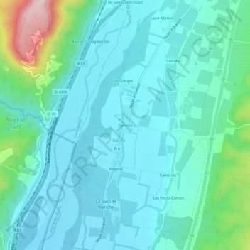 Mappa topografica Dabisse, altitudine, rilievo