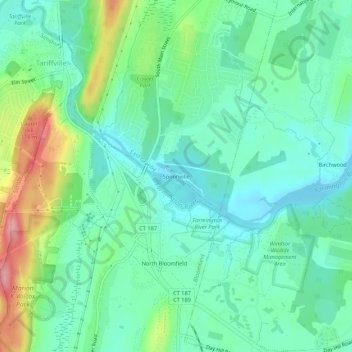 Mappa topografica Spoonville, altitudine, rilievo