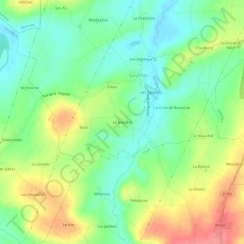 Mappa topografica Le Breuillat, altitudine, rilievo